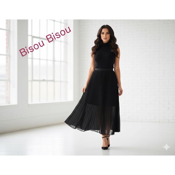 Bisou Bisou Black Chiffon Layered Skirt Sz. 14 - Picture 1 of 4